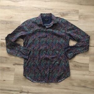 Multi Colour Bugatchi Shaped Fit Button Down Long Sleeve Top